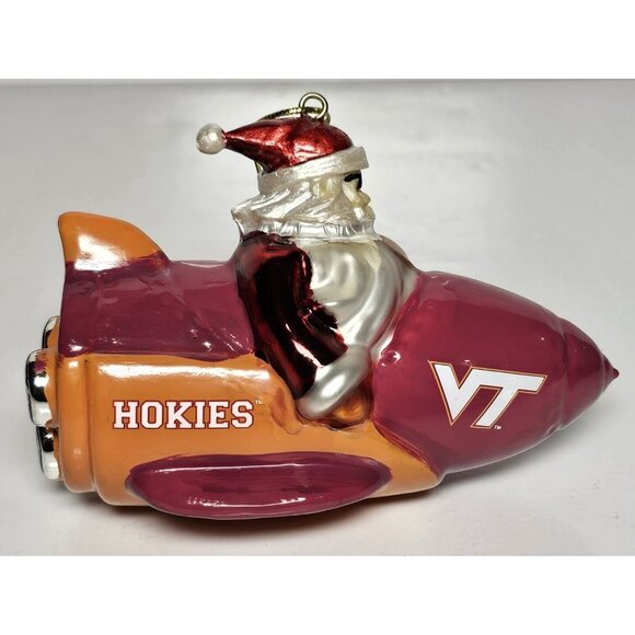 Virginia Tech University Hokies Ornament Santa in Rocket Ship New FAST SHIPPING - Picture 3 of 8